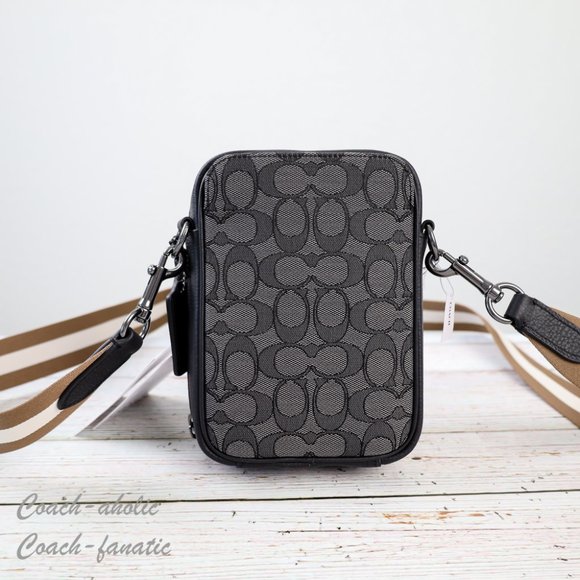 NWT Coach C8237 Stanton Crossbody In Signature Jacquard in Gunmetal/Black - Picture 9 of 14